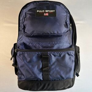 Polo Sport Ralph Lauren Blue Backpack Multi Pocket Dividers Vintage 90s